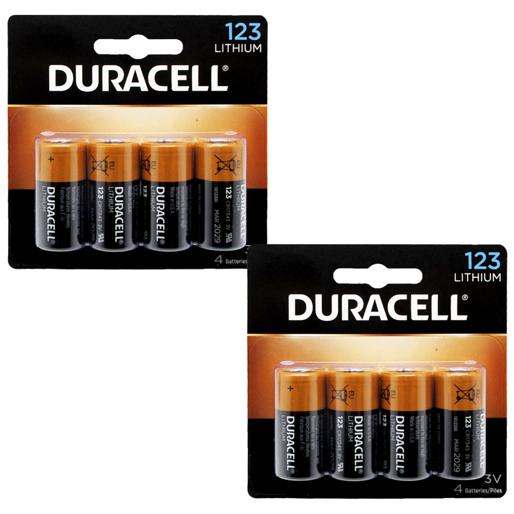 Meget Præfiks smøre 4 X 2) 8 Pack Duracell Ultra Lithium CR123A CR17345 EL123 3V Batteries  EXP:2026 (packaging may vary) - TheBatterySupplier.Com