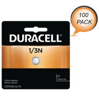 Duracell 1/3N Button Cell, 3V, DL1/3NBPK, Lithium Battery (100 Batteries)