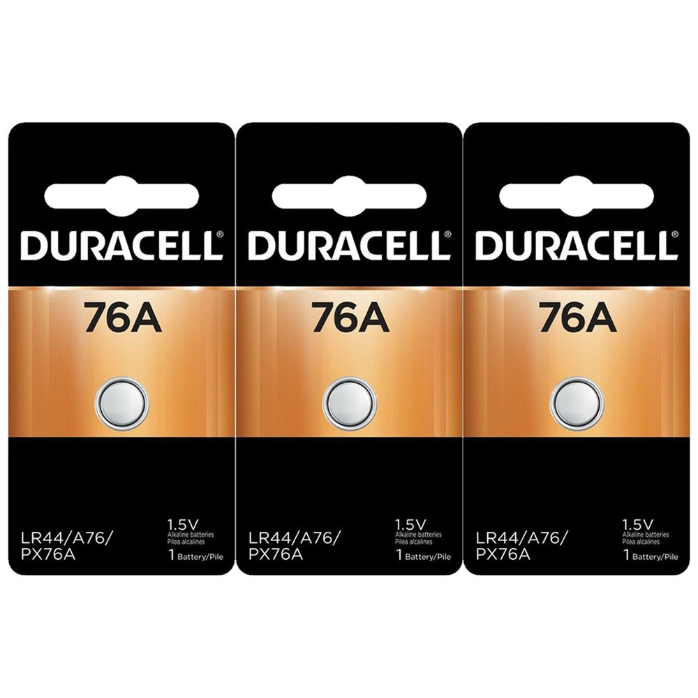 3x Duracell 76A 1.5V Alkaline Battery Replacement LR44,CR44,SR44,AG13,A76,PX76  