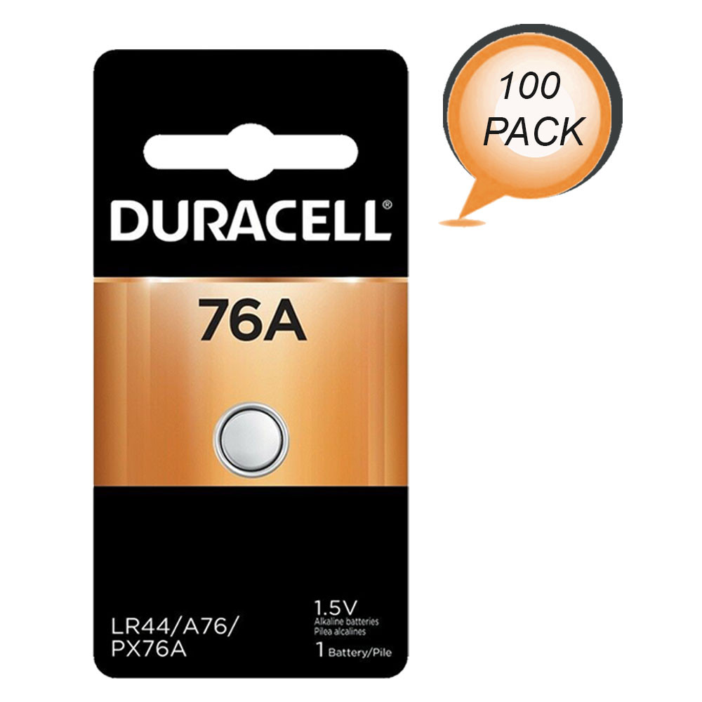 100 x Duracell Alkaline LR44 batteries 1.5V A76 AG13 L1154 Coin