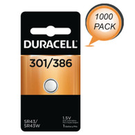 1000 Duracell 301/386 Button Coin Battery Silver Oxide 1.5 volt Watch/Electronic Wholesale Pack
