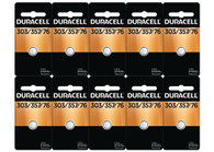 Duracell 357/303 Silver Oxide Battery 1.55 Volt 10/Pack (357/303)