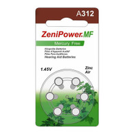 Zenipower Zinc-Air Hearing Aid Battery Size 312 6 pk.
