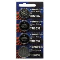 Renata CR2032-CU 225mAh 3V Lithium Primary (LiMNO2) Coin Cell Battery 4 Pack