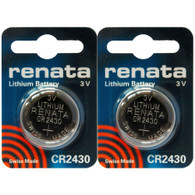 2 x Renata #CR2430 Lithium Coin Battery 3V Blister Card Packaged for Peg Hook Durable New