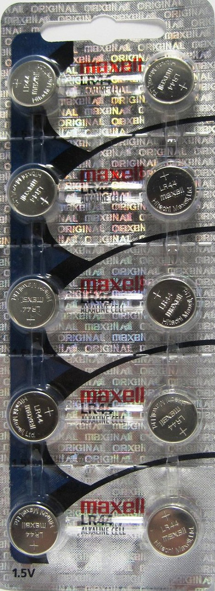 Paquete de 10 pilas de botón Maxell Ag13 Lr44 357
