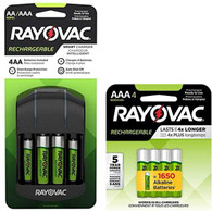 155 x Rayovac AA and AAA NiMH Battery Charger Includes 4 Rayovac AA 1350mAh Plus 4 Rayovac AAA 600mAh Rechargeable Batteries