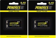 2 pack Maha Powerex 9V 300mAh Precharged  Rechargeable NiMH Battery - MHR84VP