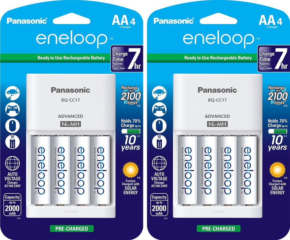 Panasonic K-KJ17MCA4BA Advanced Individual Cell Battery Charger Pack with  4AA eneloop 2100 Cycle Rechargeable Batteries (4 pack) 