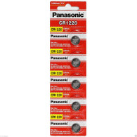 5 CR1220 Panasonic Lithium Batteries