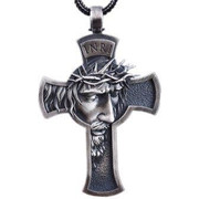 Pendant on Cord, Head of Christ in Cross (JE7455)