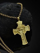 Pendant on Cord, Head of Christ in Cross GILT(JE7454)