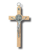 St Benedict Crucifix: 20cm Light Wood (CR20SBW)