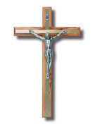 Wall Crucifix - Olive Wood Thick Metal Inlay 30cm (CROS30)