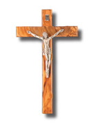 Wall Crucifix: Olive Wood Scalloped Edge 25cm (CRON25)