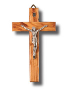 Wall Crucifix: Olive Wood Scalloped Edge 20cm (CRON20)