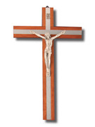 Wall Crucifix, Wood Metal Inlay 40cm (CRLZ40)
