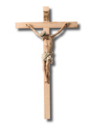 Wall Crucifix: Light Wood Hand Painted 48cm (CRFQ48)