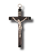 Wall Crucifix, BLACK with METAL 11cm (CR76110K)