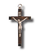 Wall Crucifix, Brown Wood with Metal 11cm (CR76110N)