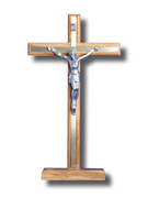 Standing Crucifix Olive Wood/Metal 30cm (CROPF30B)