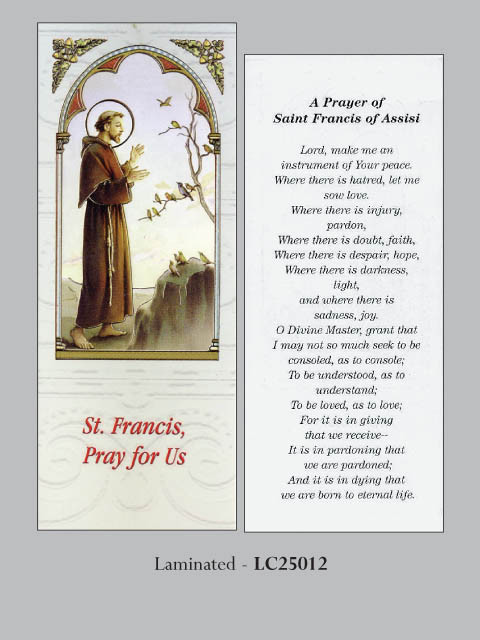 Bookmark: St Francis Assisi - Ark Religious Supplies