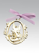 Crib Medal: Gold Guardian Angel Pink