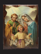 Carved Edged Wood Plaque: Holy Family (PL128204)