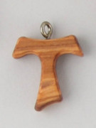 Tau Cross (Small): Olive Wood 25mm with cord(CRT2C)