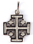 Sterling Silver Pendant: 16mm Jerusalem Cross (CR087)