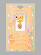 Baby Lapel Pin: Girl Booties & Miraculous Medal: Gold