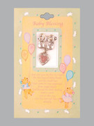 Baby Lapel Pin: Girl Booties & Miraculous Medal: Silver