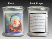 Glass Candle Holder LED battery: Padre Pio