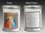 Glass Candle Holder LED battery: Divine Mercy