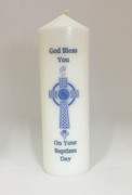Baptism Candle "Baptism Day" CrossBlue (CAB2012B)