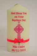 Baptism/Christening Candle: PERSONALISED Girl Cross