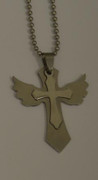 Stainless Steel Pendant: Cross/Wing Interlocking 43mm