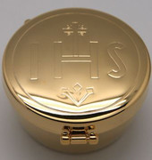 Pyx, "IHS" Gold with Pouch (CW825)