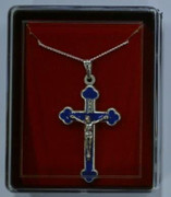 Cross & Chain Blue Enamel Inlay