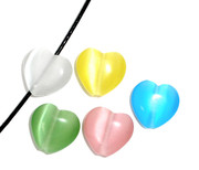 Cat's Eye Beads 12mm Heart Shaped, Mix x 30