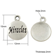 Silver Pendant: Miracles 15mm (ME056)