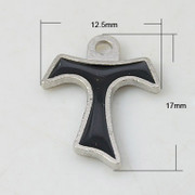 Tau Cross (Small): Silver with Black Enamel (CRT14)