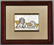 Cherub Silver Plaque- Wood Frame (PL1910)