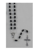 Boxed Wood Rosary: Black rectangular bead (RX512K)