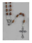 Boxed Wood Rosary: Brown rectangular bead (RX512N)