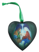 Christmas Ornament Heart: Nativity 7.5cm (NST1953)