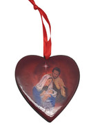 Christmas Ornament Heart: Holy Family 7.5cm (NST1954)