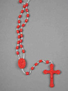 Plastic Cord Rosary: Red (RO9827R)