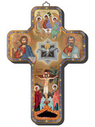 Wooden Cross with Foil Highlights: Icon Trinity (CRICW04)