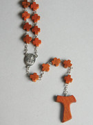 Wood Rosary: Tau Cross & Cross Beads (RO019)